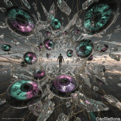 A solitary figure walks towards the viewer through a surreal tunnel of interconnected cry…