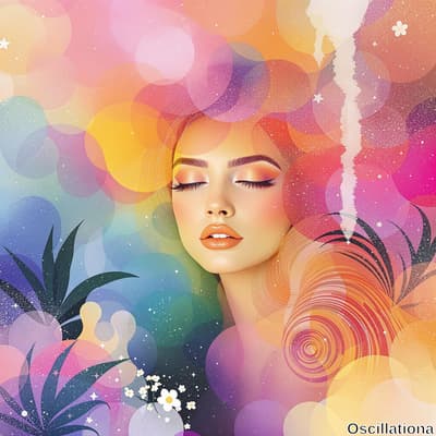 A vibrant abstract digital artwork with overlapping translucent circles in pink, orange, …