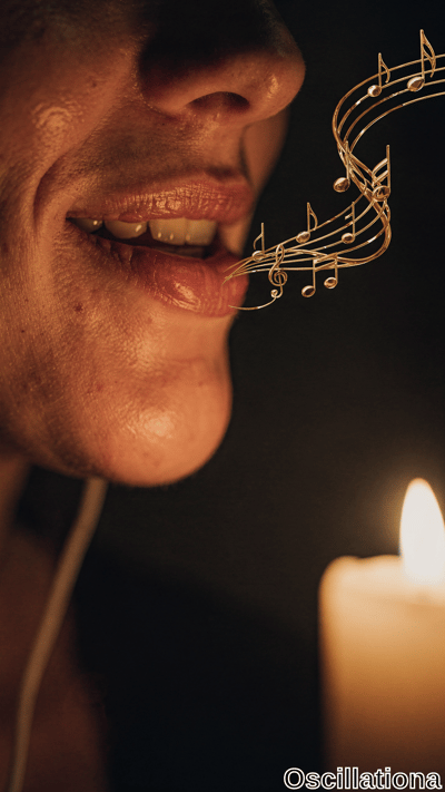 A close-up of a person's lower face, mouth slightly open in a relaxed smile, bathed in wa…